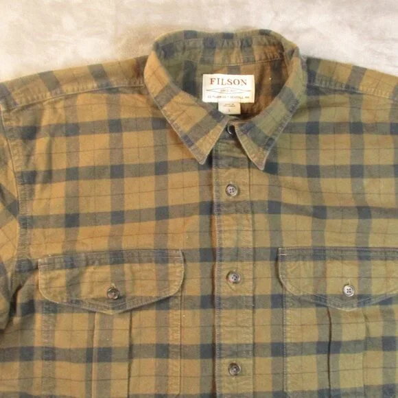 Filson Alaskan Guide Flannel Shirt Men’s Large Brown Green Plaid Shacket